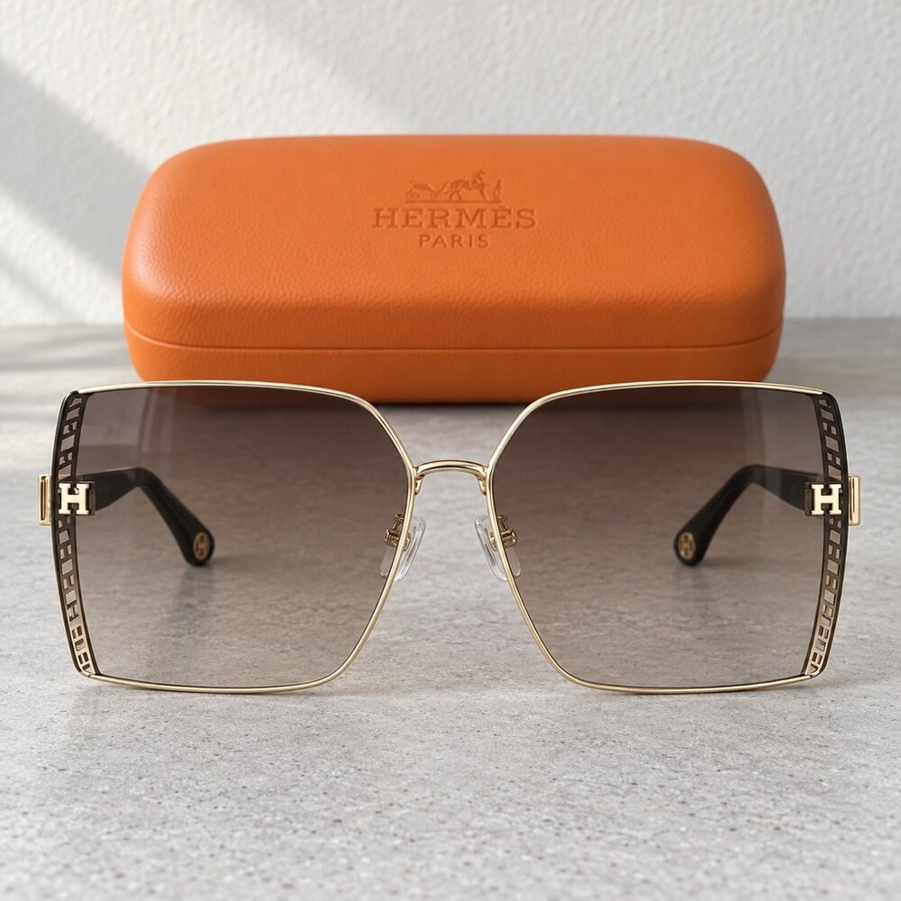 Hermes Gold Square Gradient Sunglasses